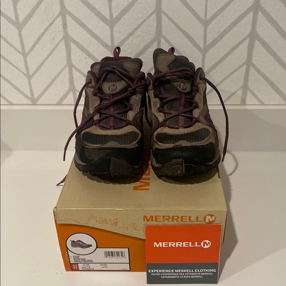 Merrell Brown and Purple Waterproof Hiking Shoes  for Outdoor Adventures